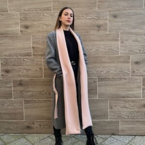 Szürke-rózsaszín szövet kabát