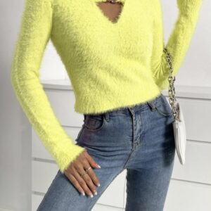 Sárga pihe puha pulóver