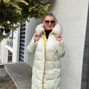 Prémium Cream-Sárga betétes gyöngyház fényű téli kabát